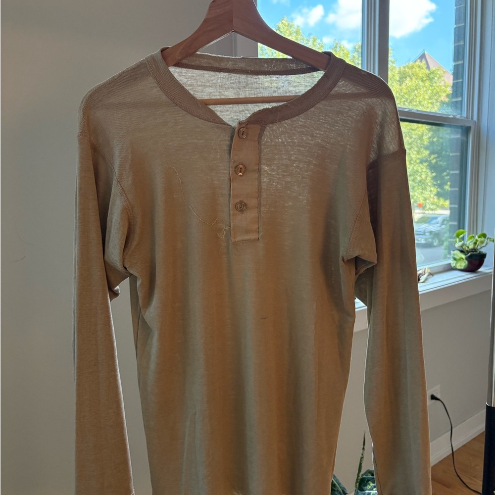 Men's Tan Henley Shirt